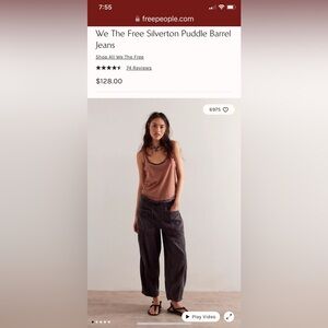 Free People Silverton puddle barrel jeans - perfect condition.